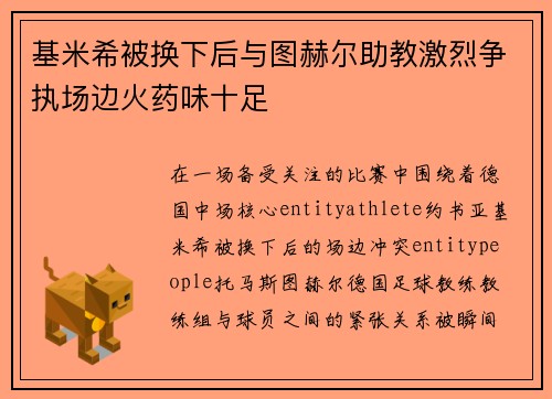 基米希被换下后与图赫尔助教激烈争执场边火药味十足 基米希被换下后与图赫尔助教激烈争执场边火药味十足